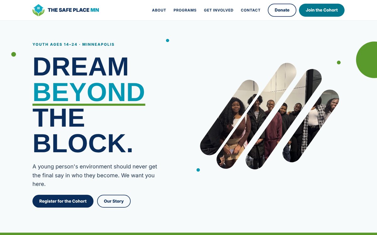 Homepage of the The Safe Place MN website